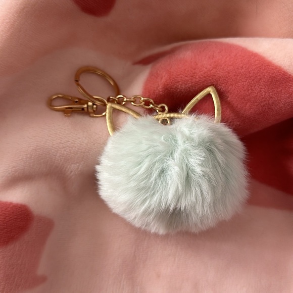 Claire’s Mint Green Furry Cat Pom Keychain - Picture 4 of 6